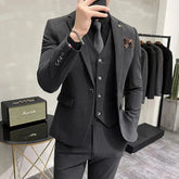 Fashion Solid Color Mens Casual Business Suit 3Piece Set Groom Wedding Dress